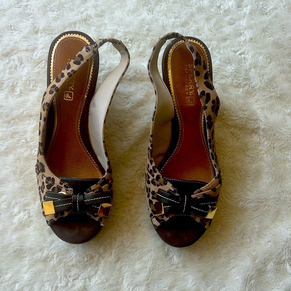 SperryTop Sider Southampton Leopard Print Cork Wedges